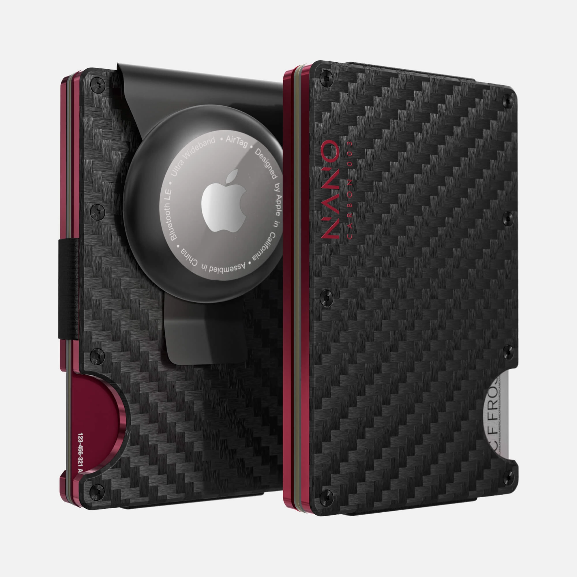 Dont Wait Save 003 Airtag Money Clip Wallet (Stealth Black/Volcano Red)