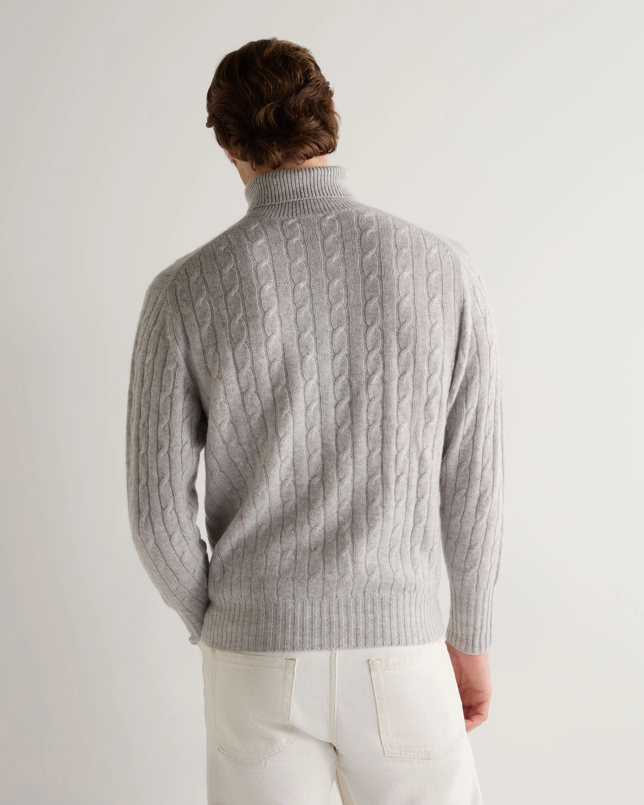 Grab Save Today Hot Deals Today 007 Cable Roll Neck Cashmere Jumper Fumo Grey