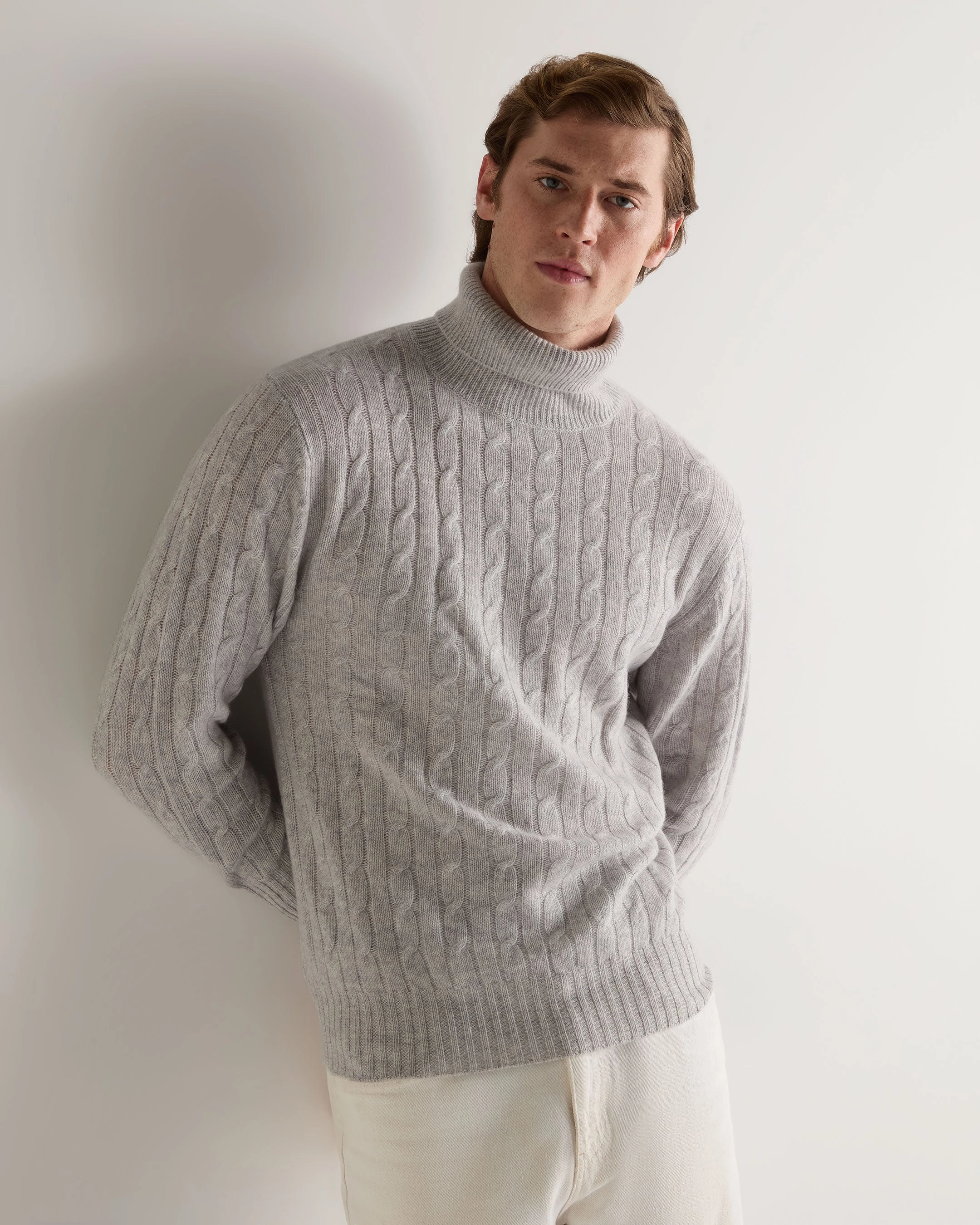 Big Clearance Event Surprise Discount Today 007 Cable Roll Neck Cashmere Jumper Fumo Grey