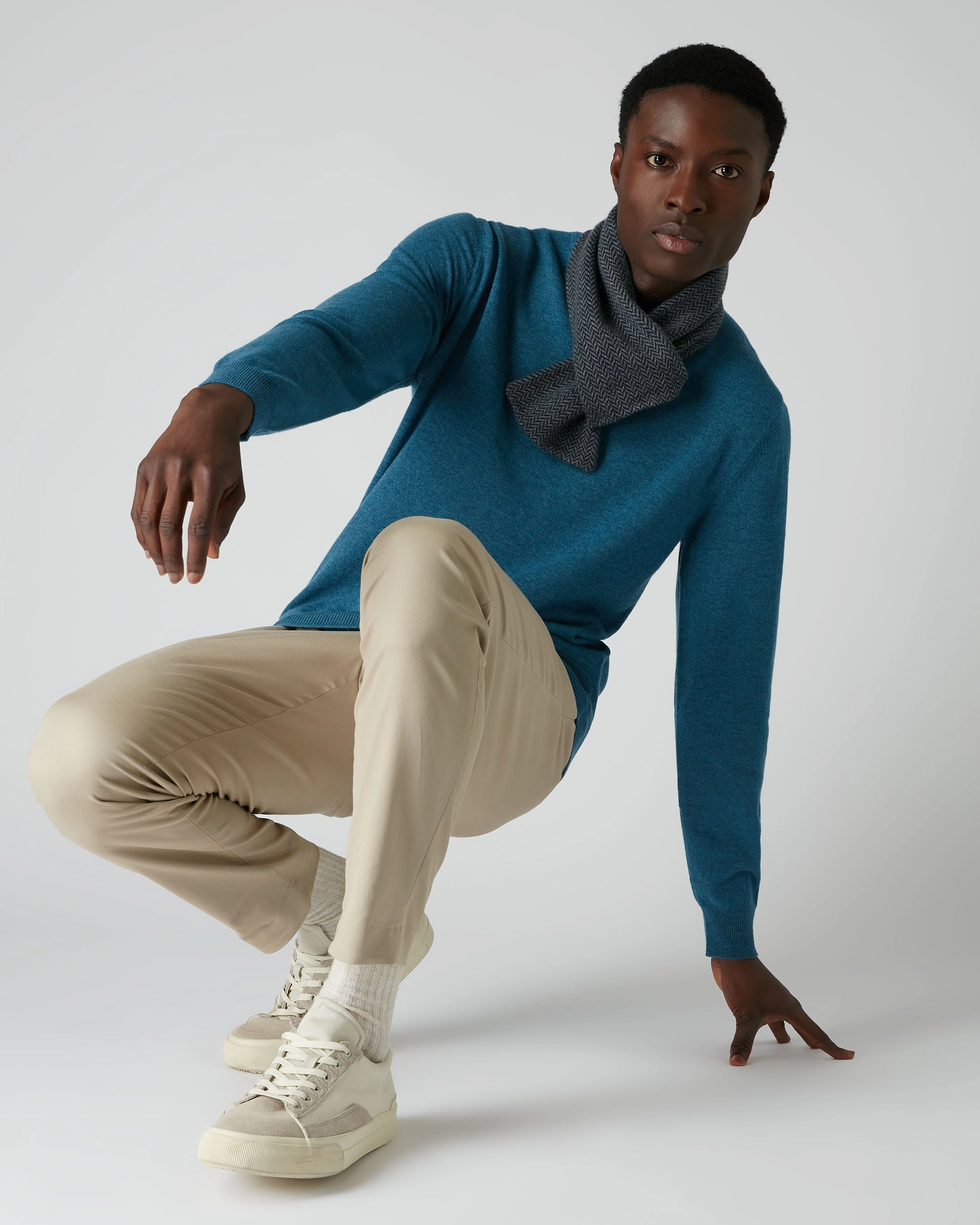 Todays Special Picks 007 Crew Neck Cashmere Jumper Blue Wave
