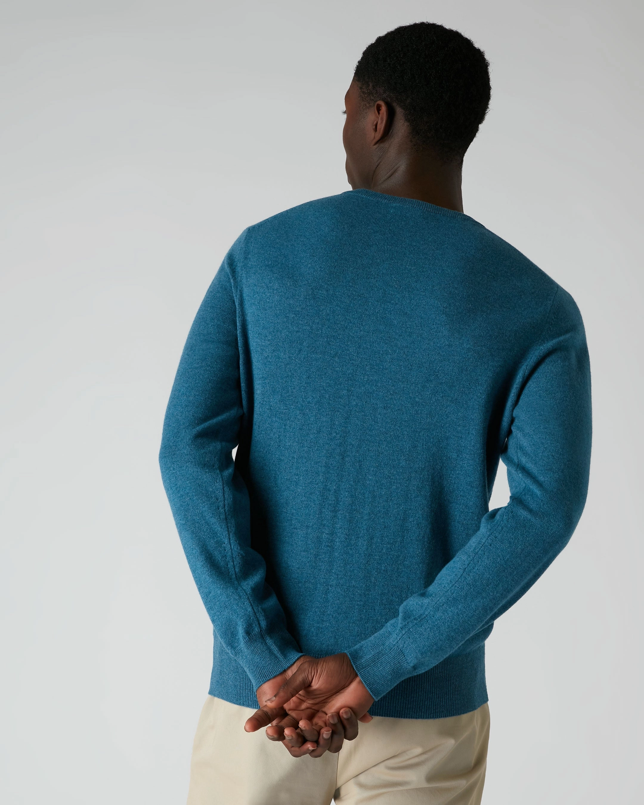 007 Crew Neck Cashmere Jumper Blue Wave Steal Todays Offer Special Price Offer