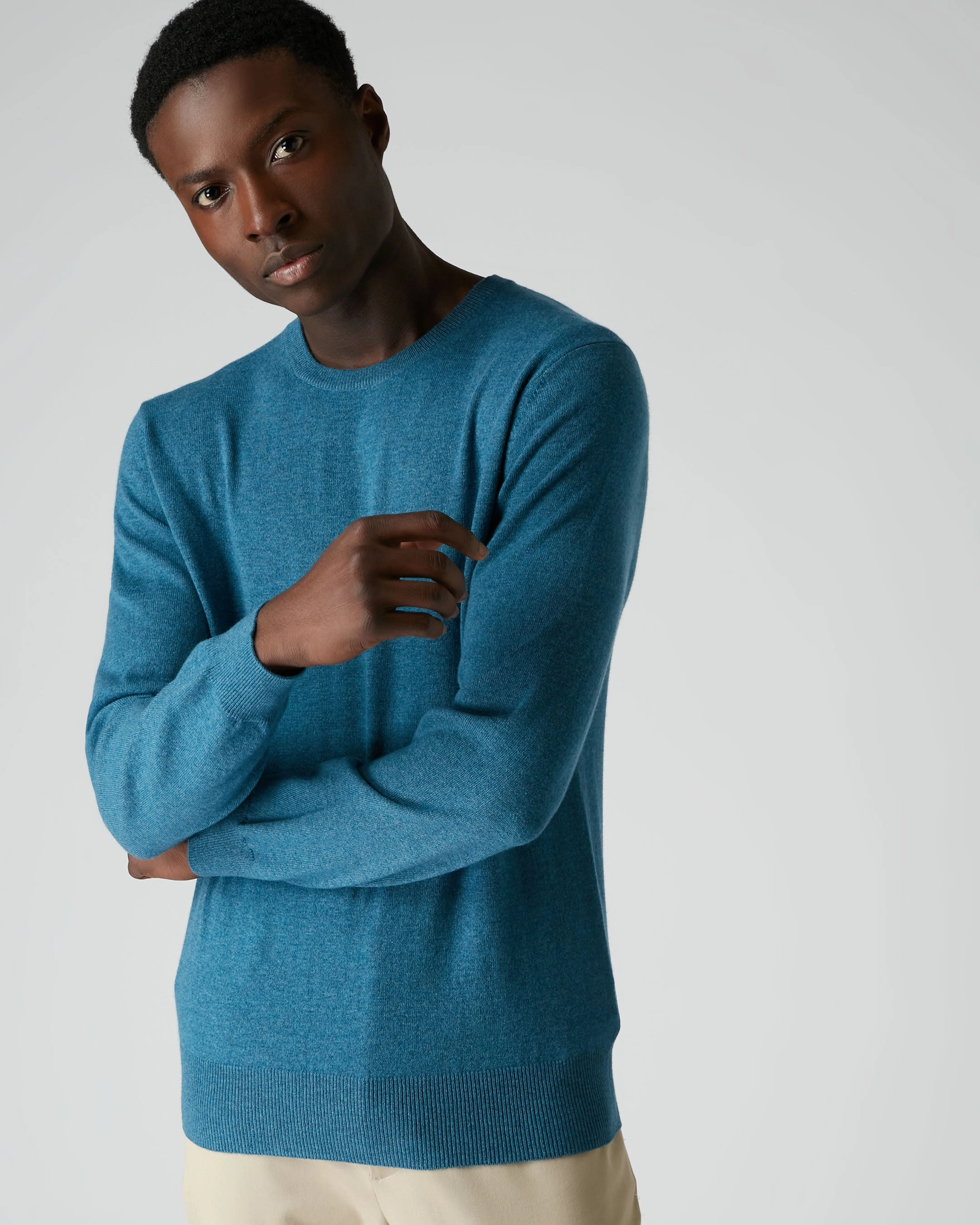 007 Crew Neck Cashmere Jumper Blue Wave Todays Hot Pick Sweet Deal Inside