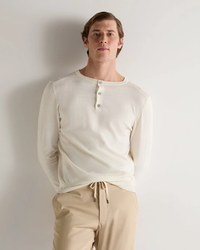 Big Price Drop MustHave Items 007 Round Neck Cotton Cashmere Henley New Ivory White
