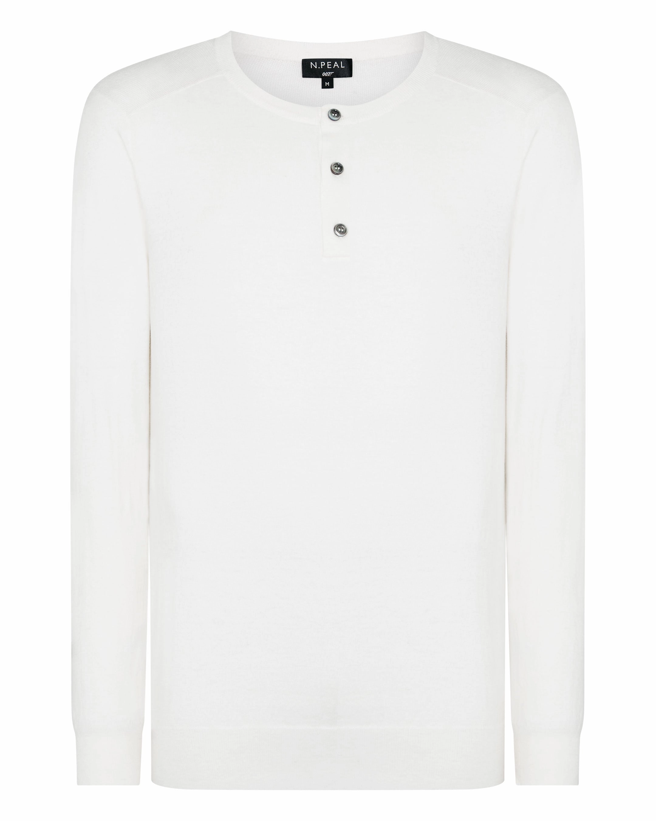 Shop Save Today Grab It Now 007 Round Neck Cotton Cashmere Henley New Ivory White