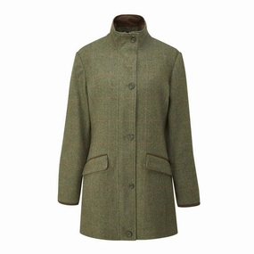 Todays Steal Alan Paine Combrook Ladies Waterproof Tweed Field Coat - Heath