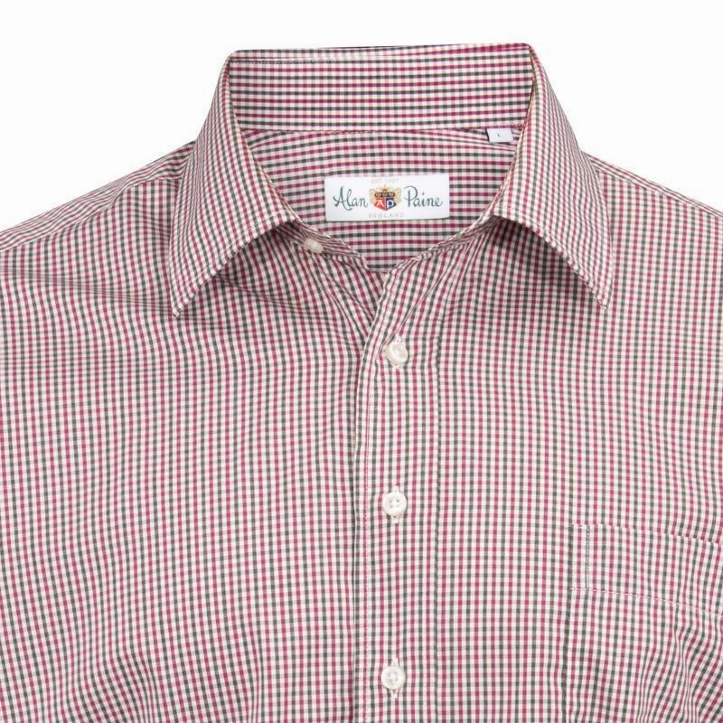 Clearance Blowout MustHave Items Alan Paine Dunsdale Mens Cotton Shirt - Mulberry Check