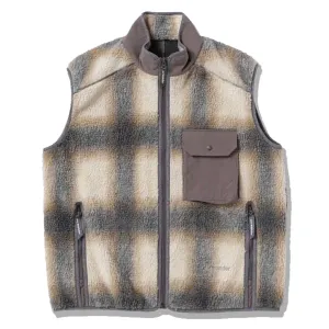 And Wander Check Boa Vest Grey Surprise Discount Today Shop Grab Now