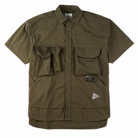 And Wander Multi Pocket S/S Shirt Khaki Instant Savings Inside