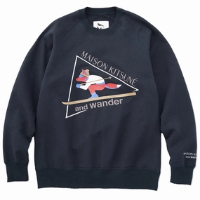 Dont Miss These Savings Hot Price Drop And Wander X Maison Kitsune Cotton Sweatshirt Navy