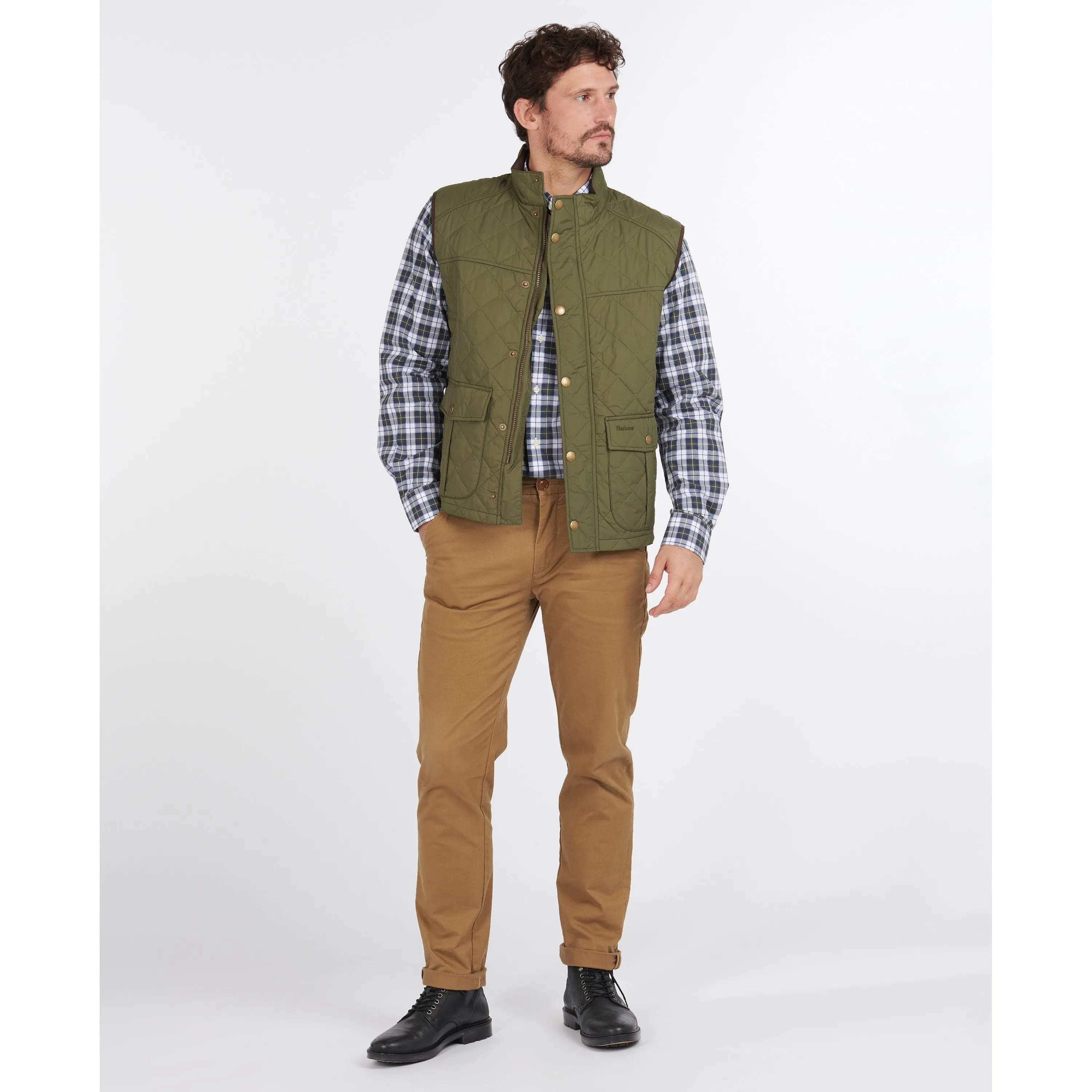 Online Deal Frenzy Barbour Explorer Mens Quilt Gilet - Mid Olive