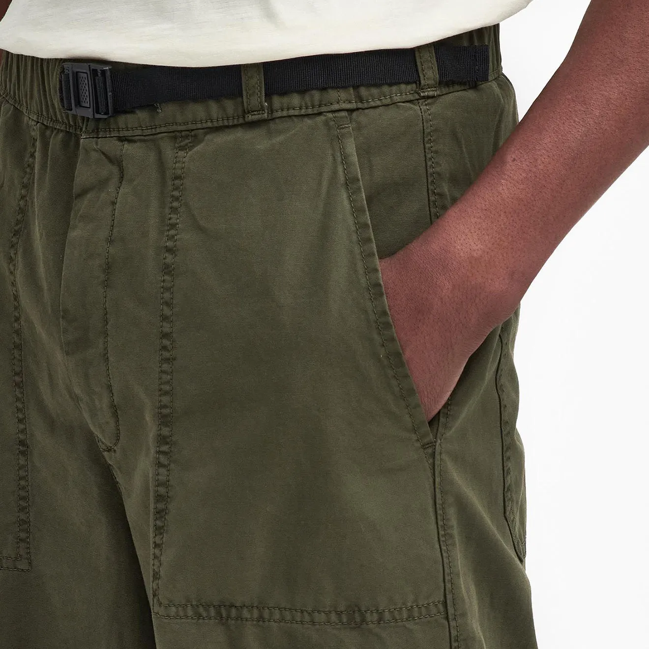 Last Chance Offer Clearance Blowout Barbour Grindle Relaxed Canvas Trouser Mid Olive