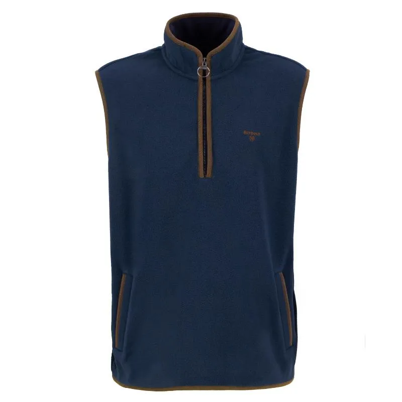 Clearance Savings Now Big Price Drop Barbour Harwood Mens 1/4 Zip Fleece Gilet - Navy