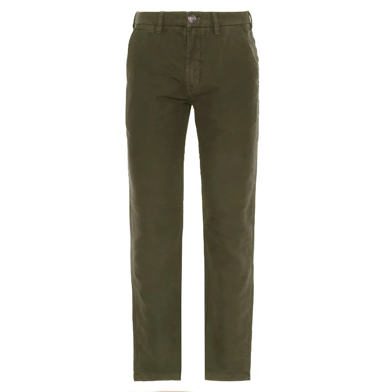 Save More Online Shop Save Today Barbour Moleskin Tailored Fit Mens Trousers - Dark Olive