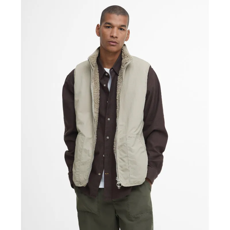 Barbour Reversible Fleece Mens Gilet - Concrete Exclusive Online Offer Grab the Deal Now