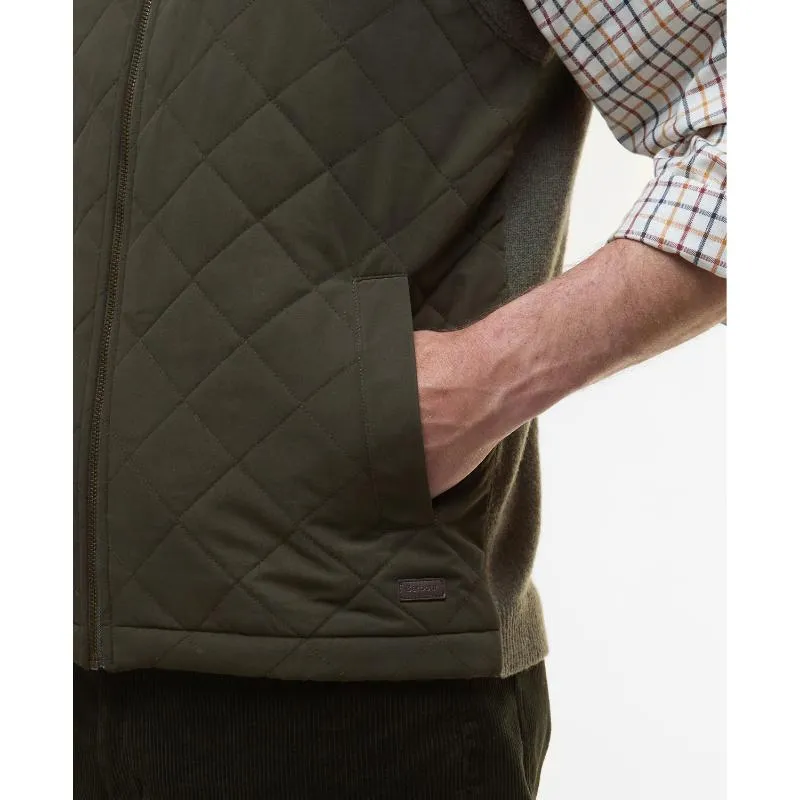 Shop Save Big Barbour Shoveler Mens Knitted Gilet - Olive