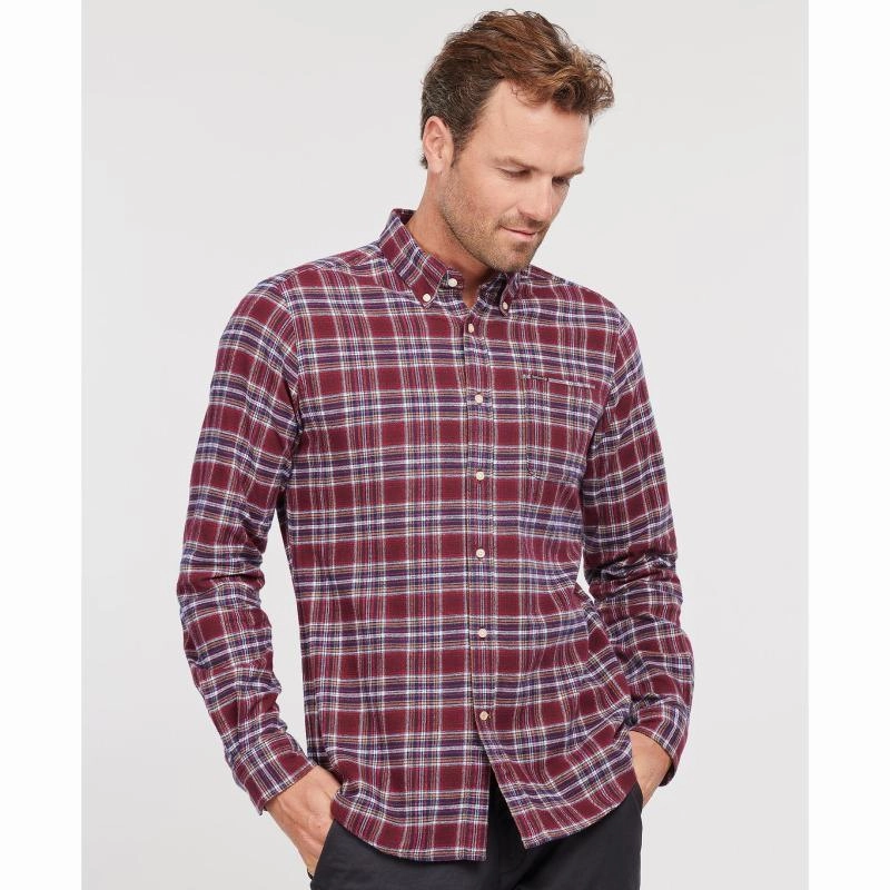 Barbour Alderton Tailored Mens Shirt - Ruby Flash Offer Today Dont Miss Out