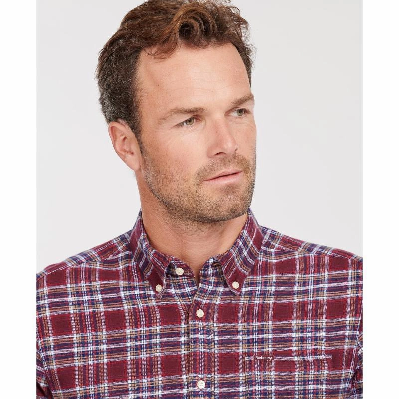Save Big Today Shop Grab Savings Barbour Alderton Tailored Mens Shirt - Ruby