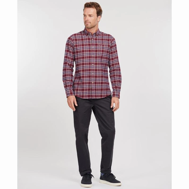 Barbour Alderton Tailored Mens Shirt - Ruby Hot Offer Event