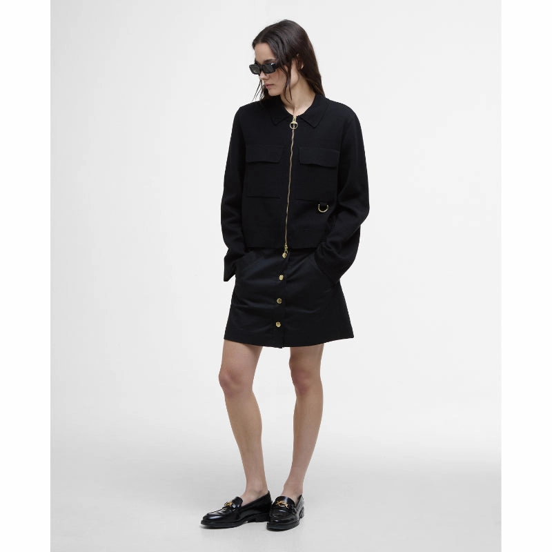 Sweet Deal Inside Barbour Alma Ladies Knitted Jacket - Black/Sand