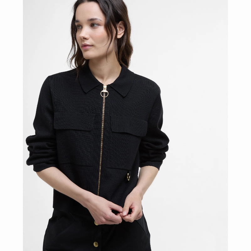 Barbour Alma Ladies Knitted Jacket - Black/Sand GiftWorthy Sale