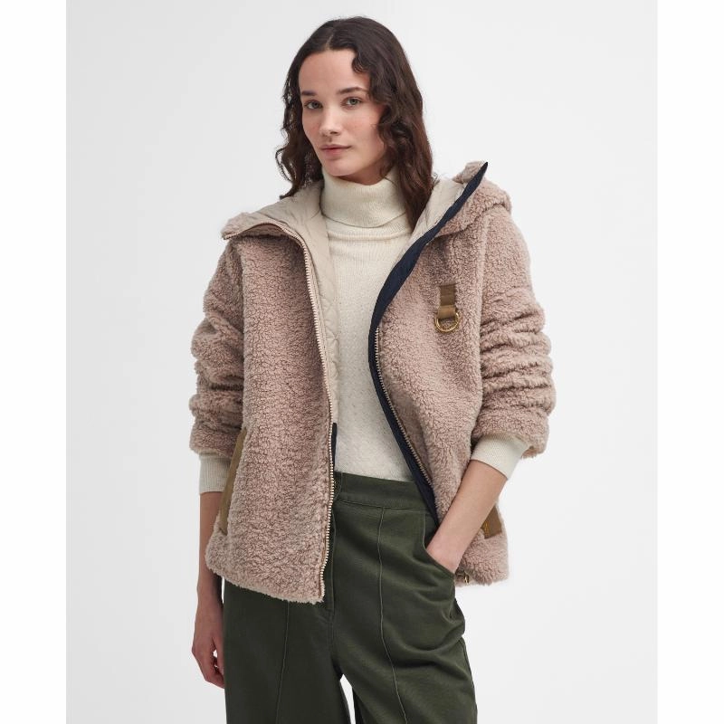Big Clearance Event Limited Time Hot Deal Barbour Amber Ladies Fleece Jacket - Natural/Light Sand/Dark Navy
