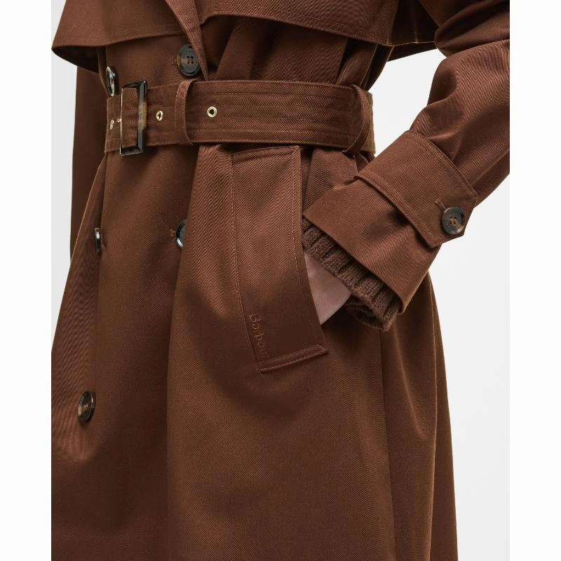 Flash Sale Alert Barbour Aoife Ladies Showerproof Trench Coat - Vicuna/Hessian Tartan