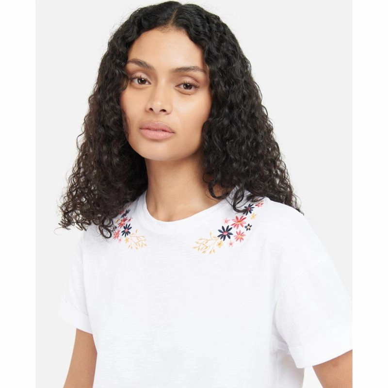 Barbour Apia Ladies T-Shirt - White Dont Wait Save Today Clearance Sale
