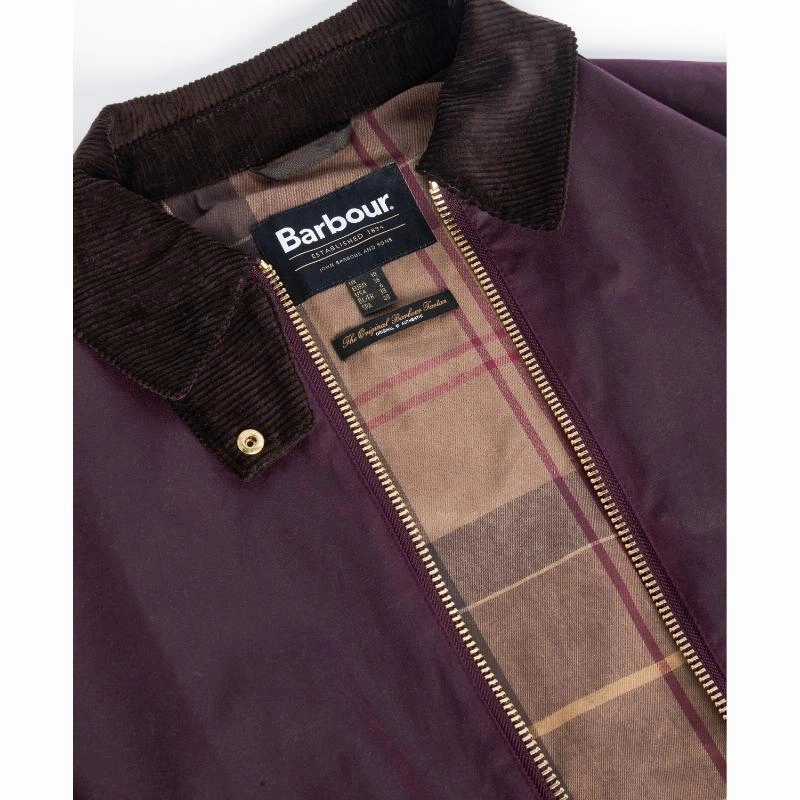 Today Only Special Barbour Arlene Ladies Wax Jacket - Merlot/Muted Tartan