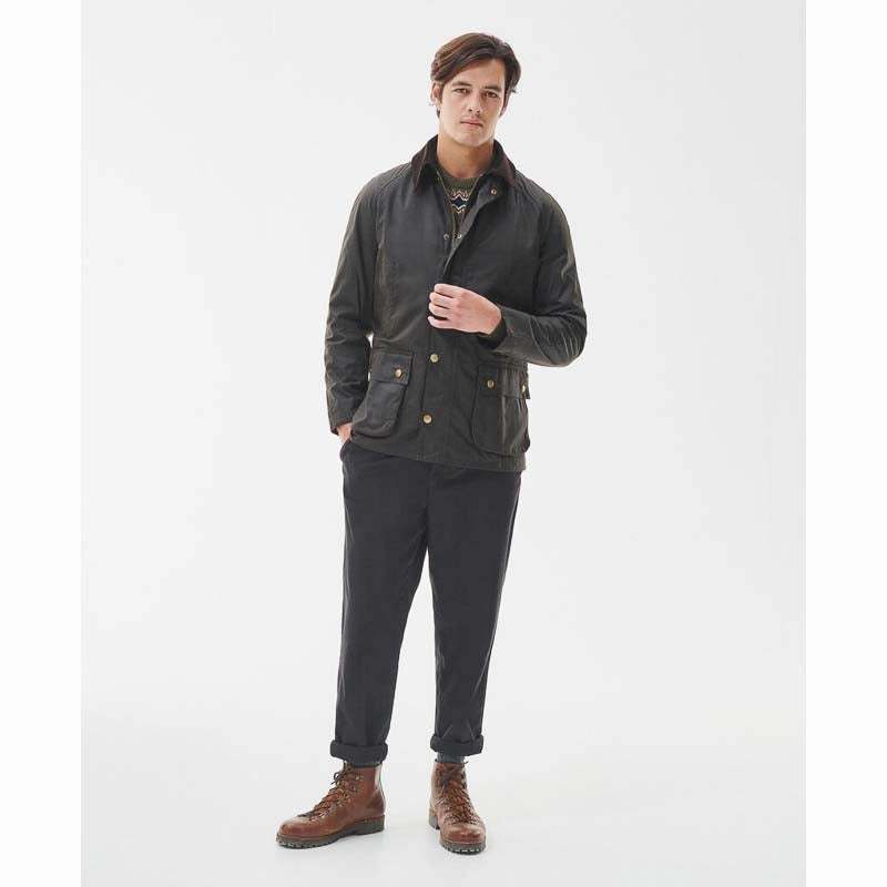 Barbour Ashby Mens Waxed Jacket - Olive Sweet Deal Inside