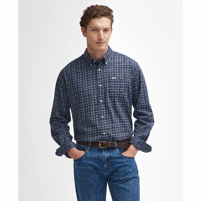 Hot Sale Alert Barbour Ashton Tattersall Regular Fit Mens Shirt - Dark Navy