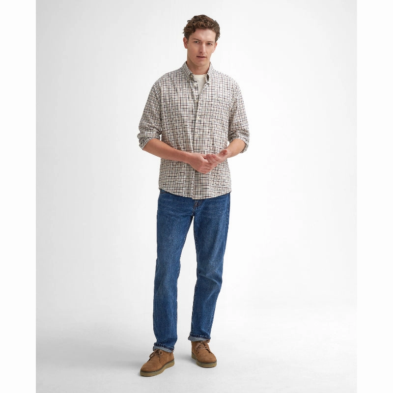 Barbour Ashton Tattersall Regular Fit Mens Shirt - Ecru Big Savings Alert