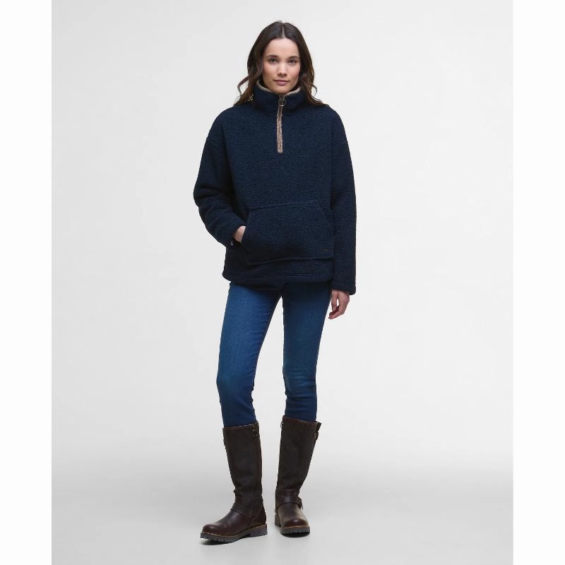 Barbour Bamburgh Ladies 1/4 Zip Fleece Jumper - Navy Flash Sale Now