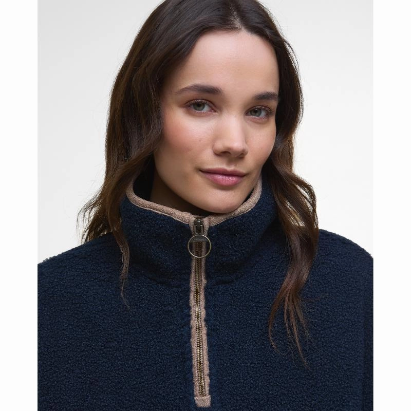 Dont Miss This Deal Barbour Bamburgh Ladies 1/4 Zip Fleece Jumper - Navy