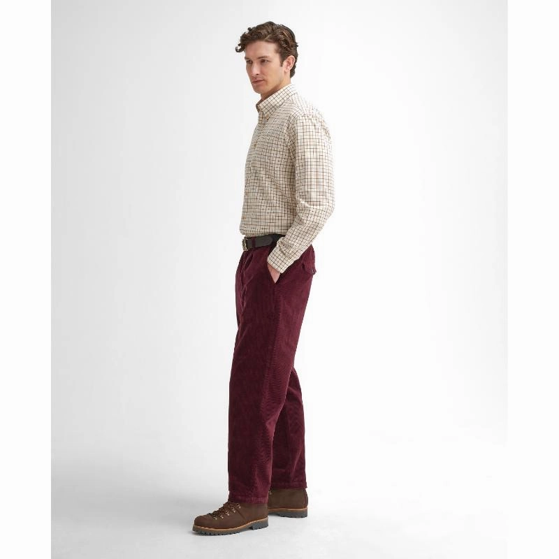 Barbour Bank Tattersall Regular Fit Mens Shirt - Merlot Flash Sale Alert Clearance Steal Today