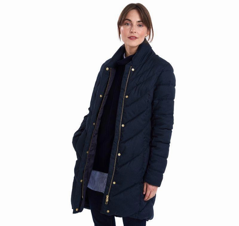 Barbour Barmack Ladies Quilted Jacket - Navy Herringbone Hot Price Drop