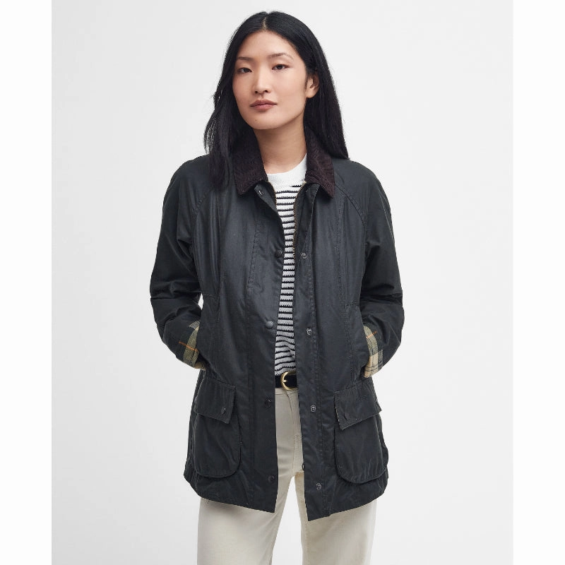 Barbour Beadnell Ladies Wax Jacket - Sage Todays Trending Deals Surprise Offer Now