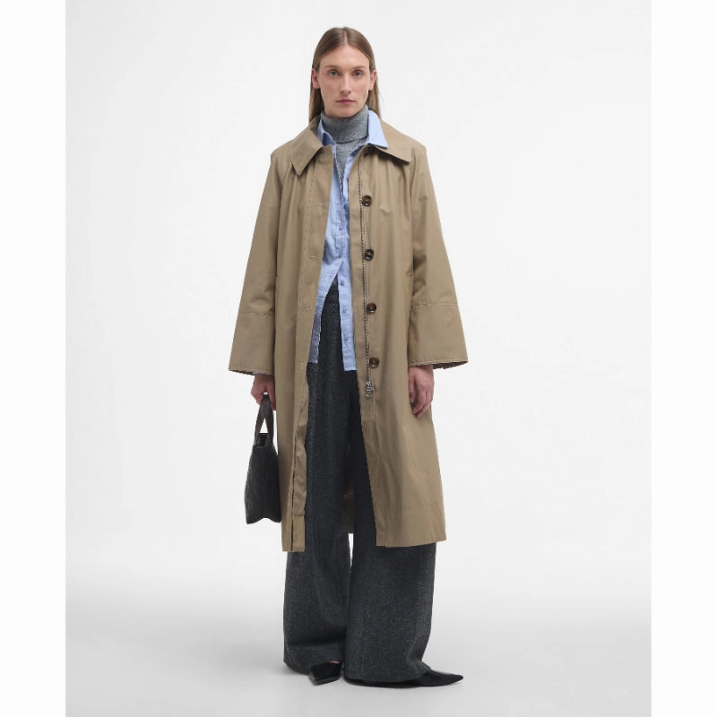 Barbour Beatrix Showerproof Ladies Trench Coat - Light Trench/Sky Dress Tartan Shop Grab Now
