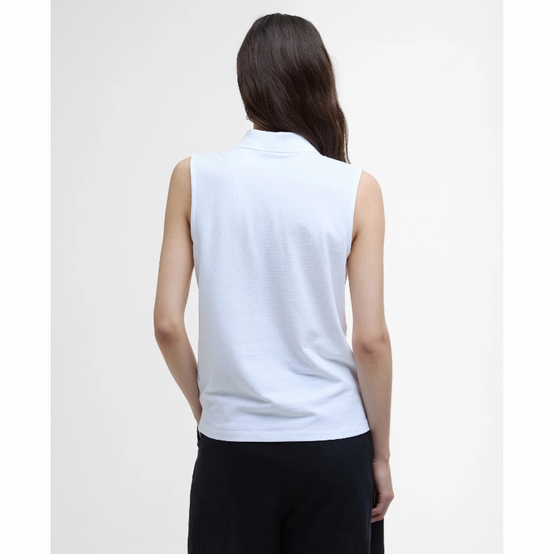 Steal Todays Offer Barbour Bowford Ladies Sleeveless Polo Top - White