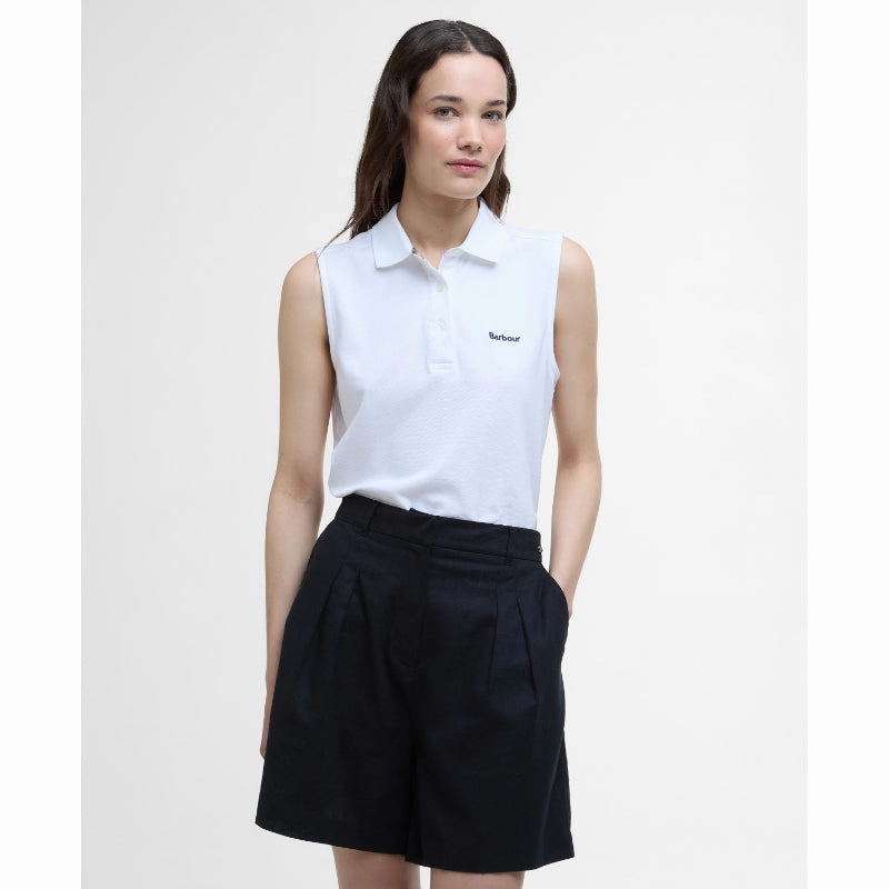 Barbour Bowford Ladies Sleeveless Polo Top - White Exclusive Deal Inside MustHave Deals