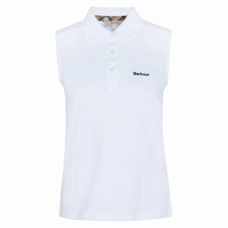 Barbour Bowford Ladies Sleeveless Polo Top - White Flash Deal Alert Gift Ideas Galore