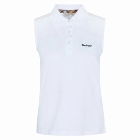 Barbour Bowford Ladies Sleeveless Polo Top - White Flash Deal Alert Gift Ideas Galore