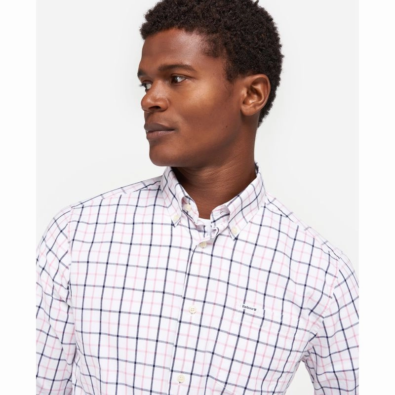 Barbour Bradwell Tailored Fit Mens Shirt - Pink Hot Pick Sale