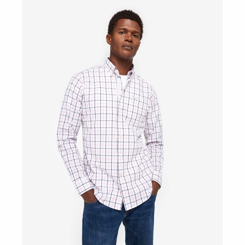 Barbour Bradwell Tailored Fit Mens Shirt - Pink Clearance Sale Now Hot Offer Inside