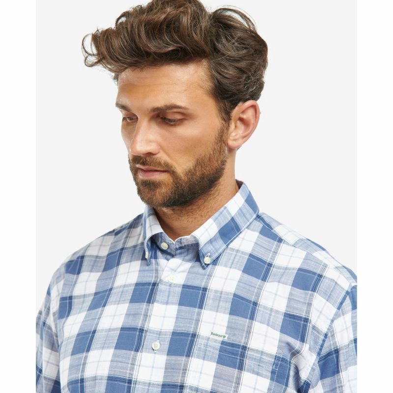 Barbour Broxfield Regular Fit Mens Shirt - Blue Limited Time Hot Deal