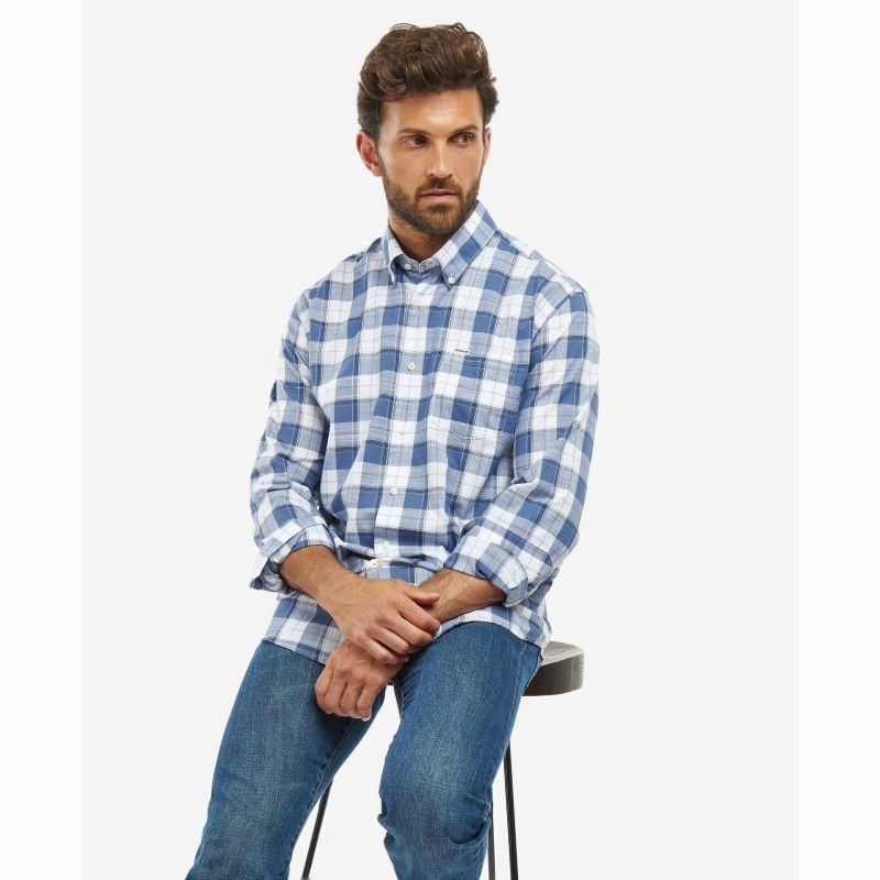 Barbour Broxfield Regular Fit Mens Shirt - Blue Shop Grab Savings Dont Miss This Deal
