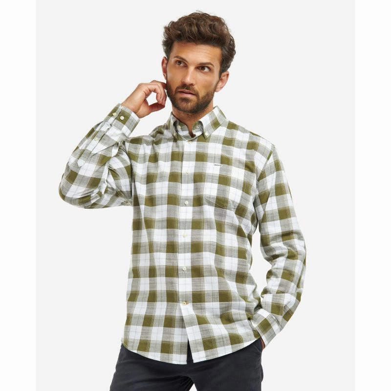 Todays Special Picks Dont Miss Big Savings Barbour Broxfield Regular Fit Mens Shirt - Olive
