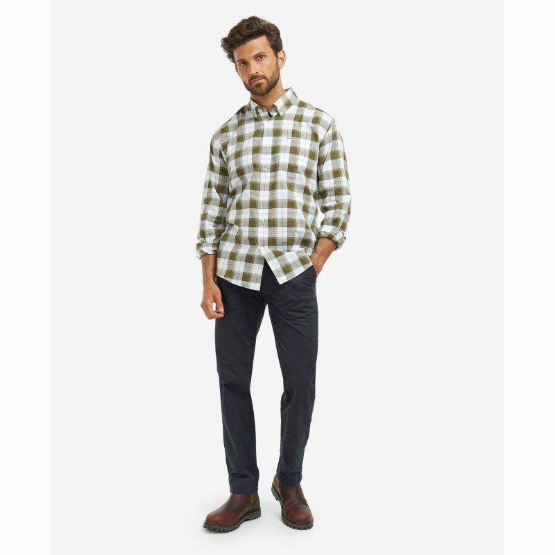 Barbour Broxfield Regular Fit Mens Shirt - Olive Trending Deals Today Shop the Savings Now