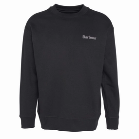 Barbour Brushed Nicholas Os Crew Neck Sweatshirt Black Big Hot Sale Grab Save Today