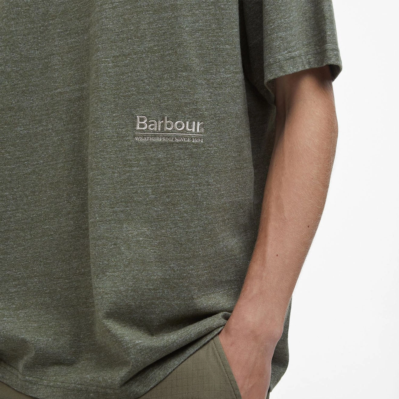 Barbour Calton Linen Blend Fit T-Shirt Burnt Olive Hot Offer Event
