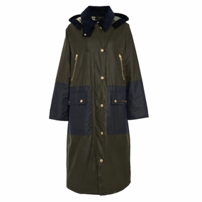 Grab Your Deal Today Dont Wait Save Barbour Carolyn Ladies Wax Jacket - Archive Olive/Ancient Tartan